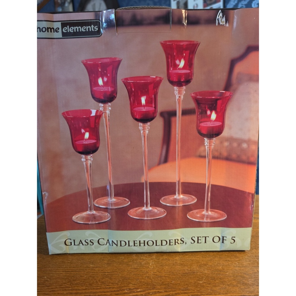 VTG Nos Home Collection by Kirkland's Pc Set Of 5 Glass Candle Holders